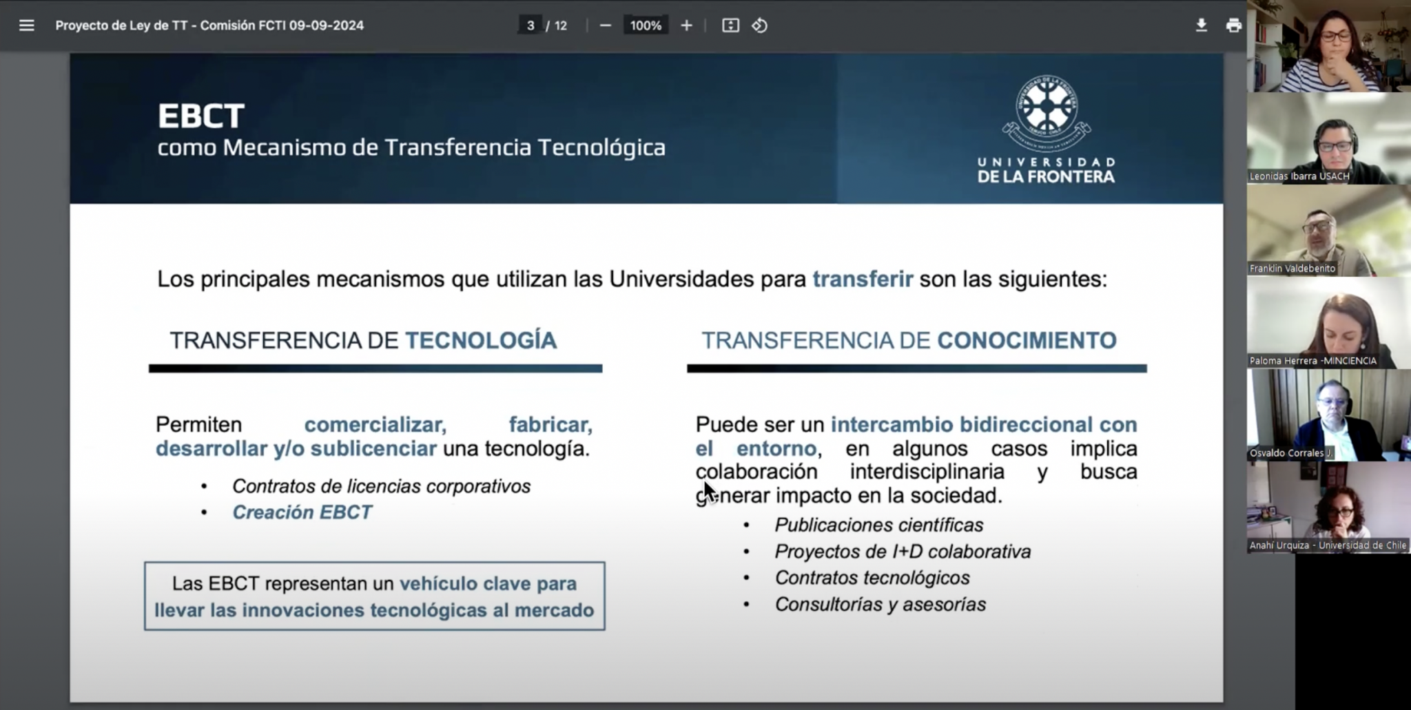 Red de Innovación CUECH realiza su primer seminario sobre el Proyecto de Ley de Transferencia Tecnológica y Conocimiento